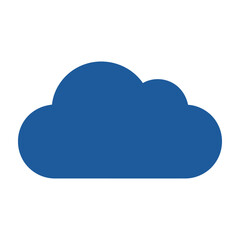 Blue cloud icon on white background for weather or cloud storage concepts with simple design