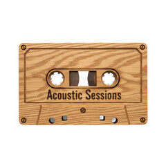 Fototapeta premium Wooden audio cassette tape with Acoustic Sessions text
