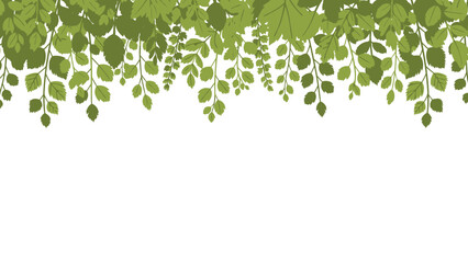 Hanging green leaves cascade from the top. © Hakagraph