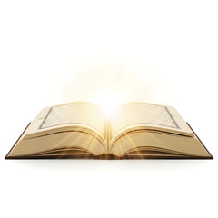 Obraz premium Ancient book radiating divine light from its open pages isolated on white background, illustration