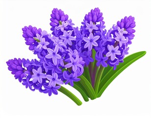 Obraz premium Floral Still Life of Hyacinth Flowers with Vibrant Purple Petals and Green Leaves