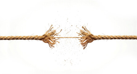 Pękająca pod napięciem i ciężarem jutowa lina - ostatnie wł&oacute;kno utrzymuje ją w napięciu tuż przed zerwaniem