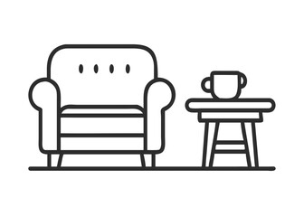 Fototapeta premium Cozy armchair and coffee table isolated on white background .vector