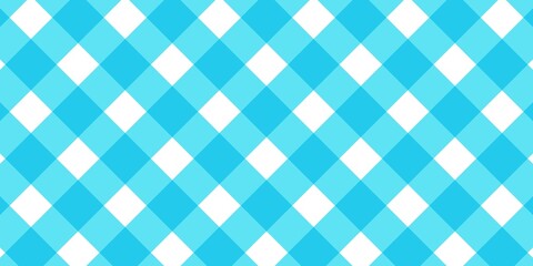 Fototapeta premium Light blue seamless pattern background. Classic checkered diagonal plaid texture for picnic blankets, tablecloths, wallpaper, and fabric textile design.