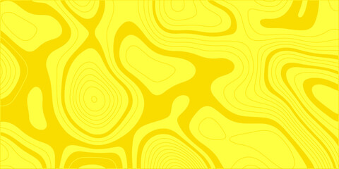Yellow topographic map background with abstract contour lines, modern minimal vector wavy pattern for design projects © Creative Lis