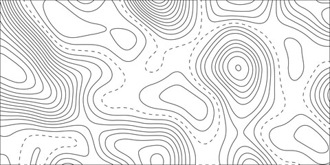 black and white topographic map contour lines background, seamless vector terrain relief pattern, abstract line art © Creative Lis