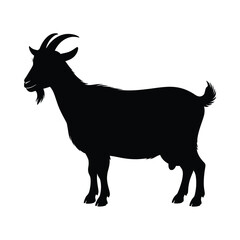 Silhouette of a goat standing in profile against a white background