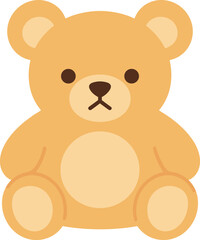 Obraz premium Cute tan teddy bear sitting upright with a simplistic design on white background