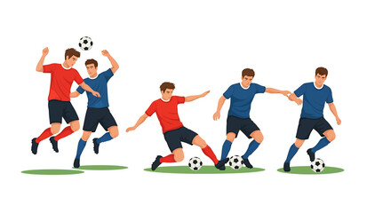 Fototapeta premium Dynamic illustration of soccer players in action during a match.
