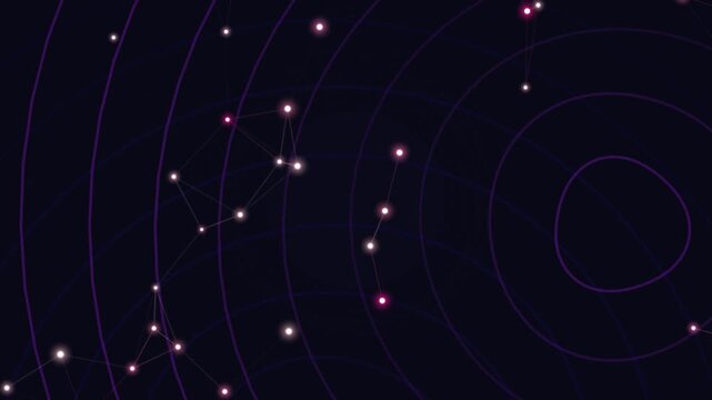 Glowing blue vector illustration of an abstract dark space background with shiny stars and magic light circles representing science technology and holiday energy in a night sky universe