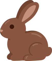 Simple brown bunny sitting in a cartoon illustration style on a white background