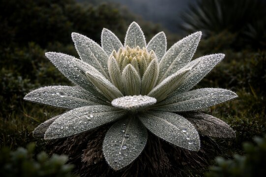 Dew-Kissed Frailejon in the Mist