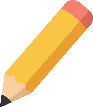 Illustration of a simple yellow pencil with an eraser, for writing or drawing