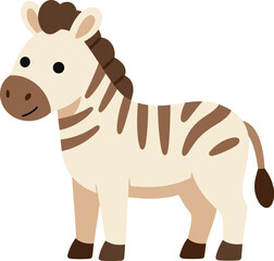 Fototapeta premium Illustration of a zebra with brown stripes and a tan body on a white background
