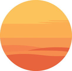 Abstract desert landscape with warm colors in a round composition on a white background © Studicon