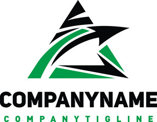 A logo in the shape of a triangle with an upward-growing arrow.
