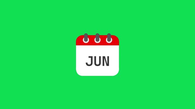4k calendar months flipping animation for chroma key editing. calendar flipping months name pages animation on green background. calendar page flip monthly transition loop in ultra hd.