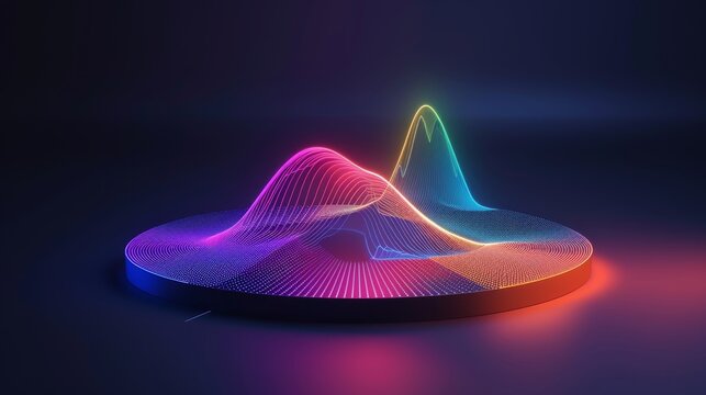 Colorful 3D wave data visualization with neon gradients