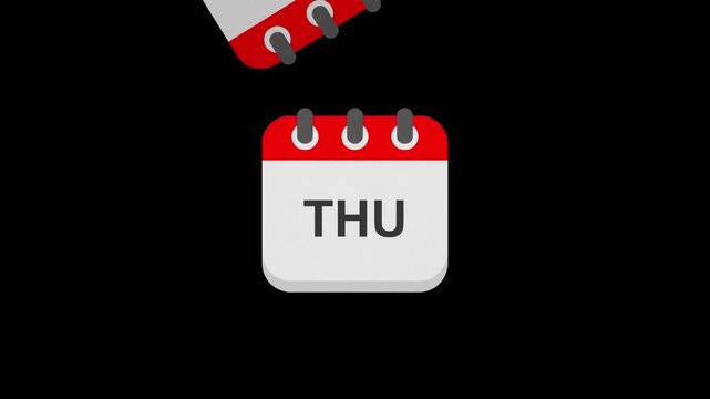 calendar week transition flip animation in ultra hd. calendar flipping weekly pages animation on black background. 4k weekly calendar flipping loop for chroma key editing.