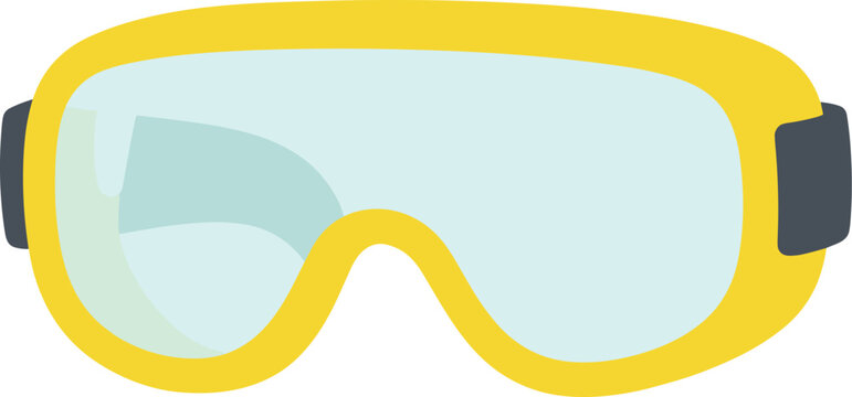 Yellow ski goggles protect the eyes from the sun and wind during winter sports