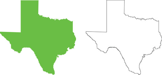 Obraz premium Texas state map outline and green filled area on transparent background