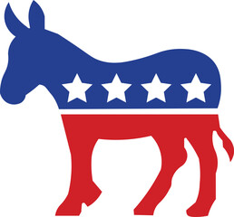 American donkey with stars on blue and red body