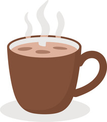 Obraz premium Warm brown mug with hot chocolate steaming on a white background vector illustration
