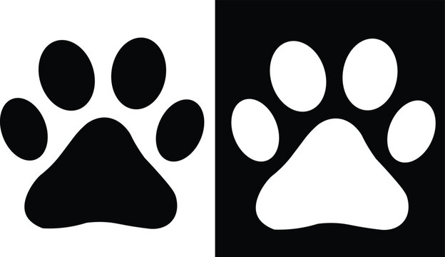 Animal paw print icons in black and white