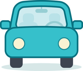 Obraz premium Blue car with a simple design sits on a white surface, facing forward