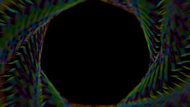 abstract 3d symmetrical geometric shape rotating on black colour background