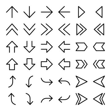 シンプルな矢印アイコン 36個セット【64px・太線タイプ】 ウェブ・資料作成用 ベクター素材（SVG）