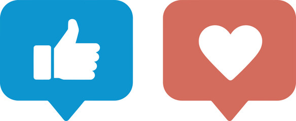 Obraz premium social media like icons thumbs up and heart