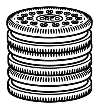 Stack of Oreo Cookies Black and White