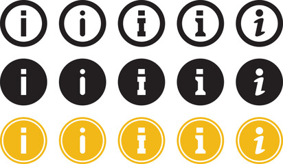 A collection of lowercase letter i icons in various colors and styles
