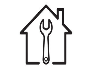 House with wrench logo for home repair and maintenance services