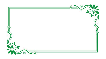 Elegant floral green border frame with decorative elements
