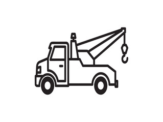 Simple line drawing of a tow truck with a hook and boom © MDROBIN