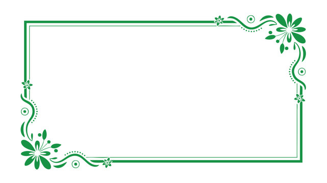 Elegant floral green border frame with decorative elements