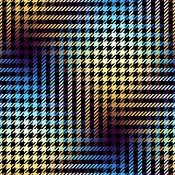 Seamless textured hound tooth vector checkered print. Diagonal plaid geometric small stripes. Gradient design fabric textile background. Classic gingham tartan