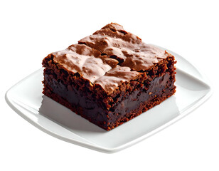 Rich Dark Chocolate Fudge Brownie Square on Plate