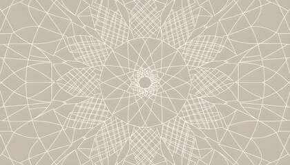 Modern Islamic Geometric Tile Pattern White Line Art Beige Seamless