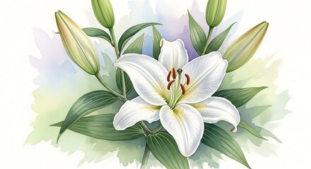 White Lily Blossom Art.