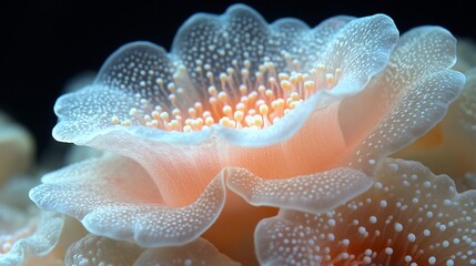Translucent Sea Anemone Ethereal Beauty in Macro Detail Soft Light Delicate Texture.