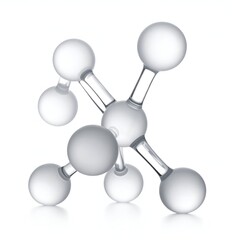 Molecular Structure Model with Transparent Spheres and Connecting Rods.