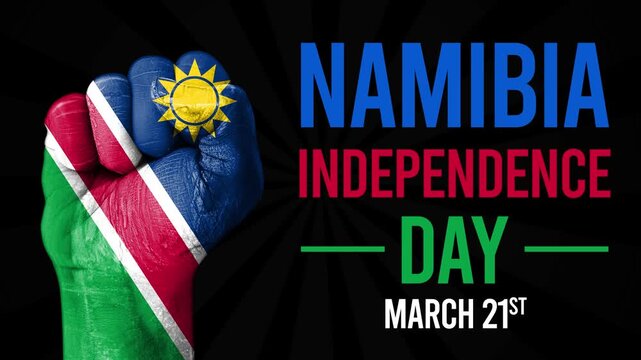 Celebrate Namibia Independence Day with a Powerful Fist and Vibrant Flag on March 21st, 4k