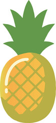 Obraz premium Glossy pineapple with green crown leaves in a clean minimal 3D style. Bright tropical fruit illustration isolated on white background, perfect for summer designs, healthy lifestyle concepts.