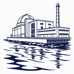 Industrial building on the waterfront with a dome © Ki