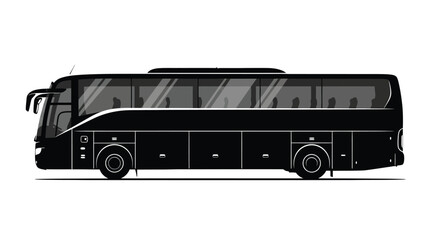 A sleek modern tour bus depicted in a striking black silhouette © Digonto