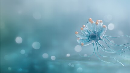 Ethereal Marine Life with Soft Blue Background