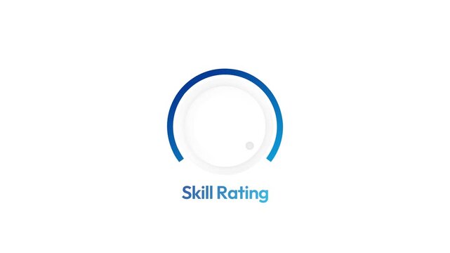 Dynamic skill rating animation with blue progress indicator on white background for professional development visualization